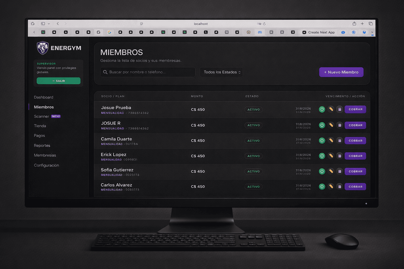 Gestión de Miembros GymTime